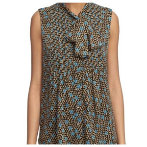 Women's Diane von Furstenberg Sleeveless Blouse Tan/Blue Size 10